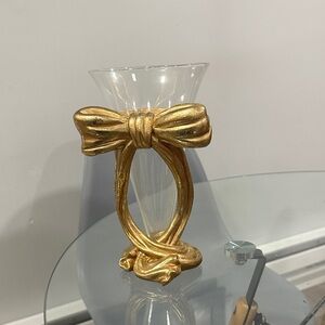 Elegant Gold Bow Glass Vase